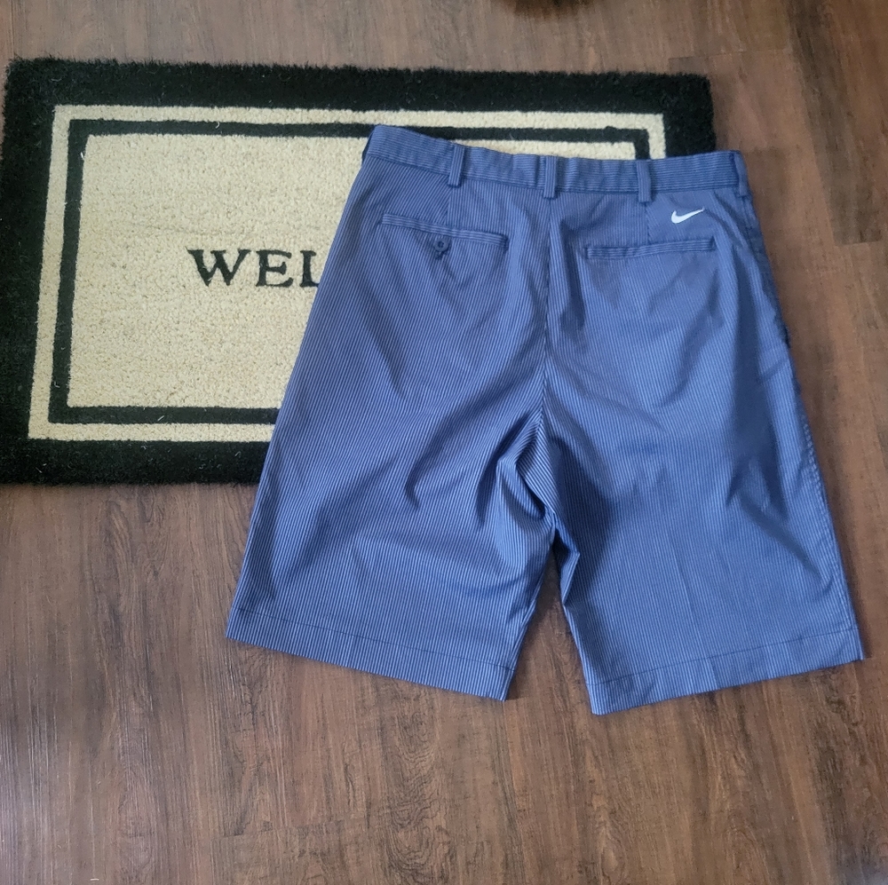Mens Blue Striped Nike Golf Shorts